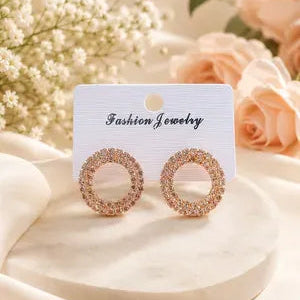 Golden Crystal Earrings for Women – 2 Pcs Gold Plated Crystal Stud Earrings