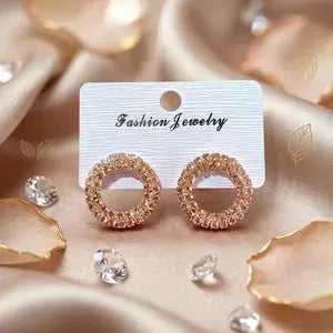 Golden Crystal Earrings for Women – 2 Pcs Gold Plated Crystal Stud Earrings