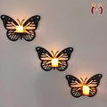 Butterfly Wall Shelves Set of 3 Black MDF