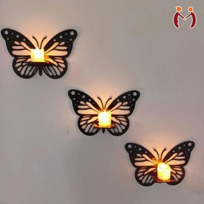 Butterfly Wall Shelves Set of 3 Black MDF