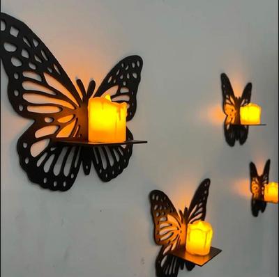 Butterfly Wall Shelves Set of 3 Black MDF