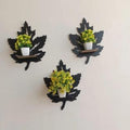 4Pcs 3D Black Leaf Wall Shelves MDF Decor