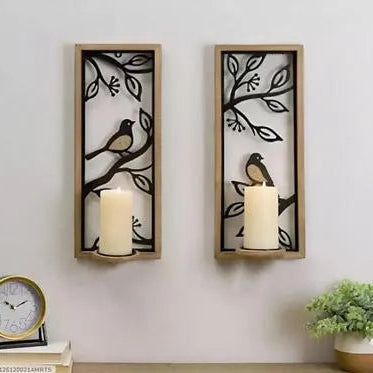 Set of 2 Bird Branch Wall Sconces Candle Holders
