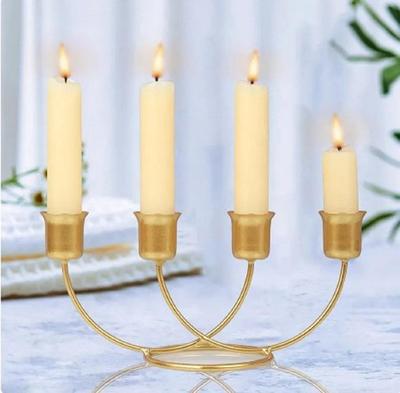 Golden Candle Stand with 4 Cups for Weddings & Home Decor