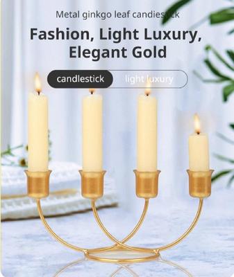 Golden Candle Stand with 4 Cups for Weddings & Home Decor