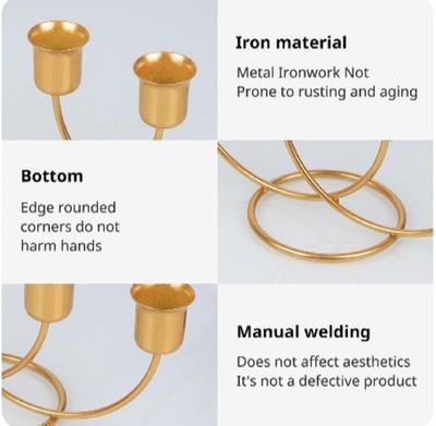 Golden Candle Stand with 4 Cups for Weddings & Home Decor