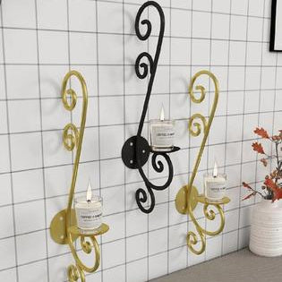 Golden Black Metal Candle Stand 39x12cm Decor