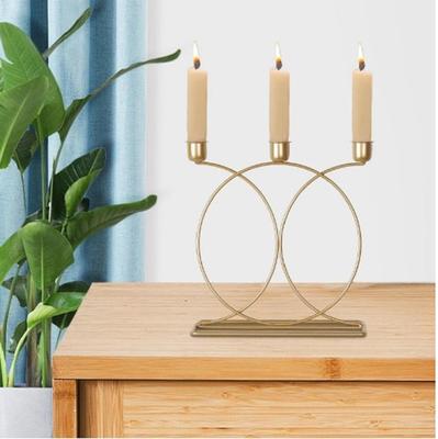 Golden 3-Candle Candle Stand with Calligraphy Design