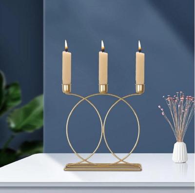 Golden 3-Candle Candle Stand with Calligraphy Design