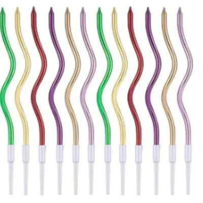 Twisty 6Pcs Metallic Birthday Candles Set