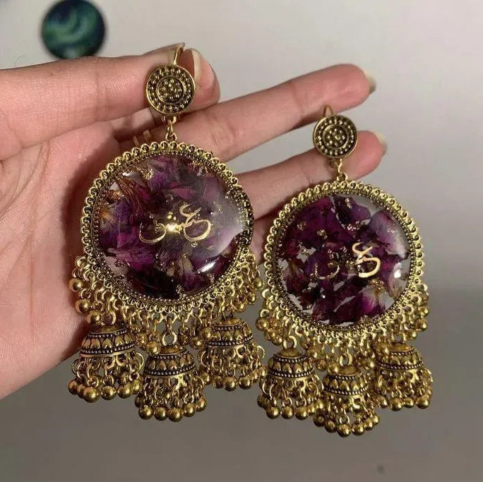 Fancy Antique Gold Earrings for Women 2 Pcs