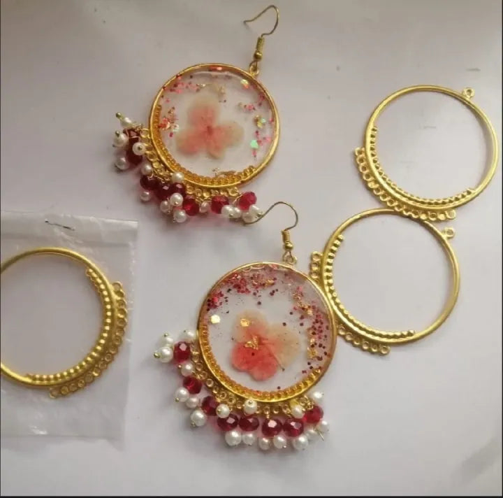 Resin Jhumka Base with Hooks – Handmade Earring Making Supplies | Jewelry Accessories
