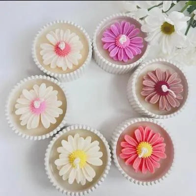 Multicolor Scented Daisy Candles Set of 3