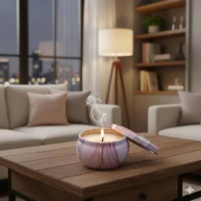 Scented Candles Round Tin Decor Multicolor